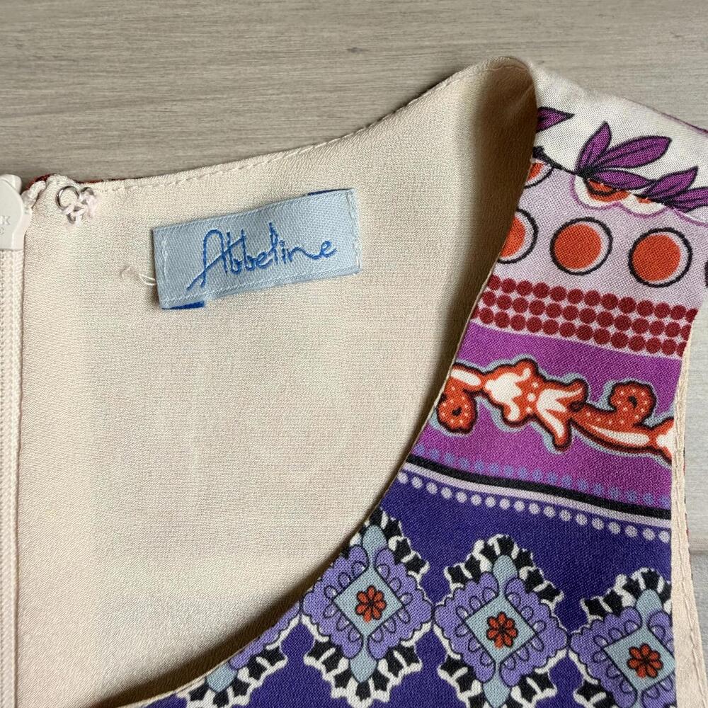 Abbetine Sleeveless Patterned Mini Shift Dress Si… - image 2